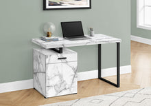 Load image into Gallery viewer, Computer Desk, Home Office, Laptop, Left, Right Set-Up, Storage Drawers, Work, Marble Look Laminate, Contemporary, Modern - White