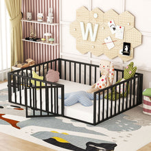 Load image into Gallery viewer, Metal Floor Bed Frame With Fence And Door