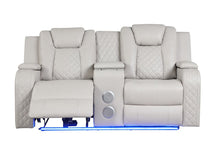 Load image into Gallery viewer, Galaxy Home Benz LED & Power Reclining Loveseat in Ice/ White
