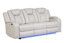 Load image into Gallery viewer, Galaxy Home Benz LED & Power Reclining Sofa in Ice/White
