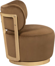 Load image into Gallery viewer, Elara - Velvet Upholstered Swivel Accent Chair - Saddle / Stained Natural
