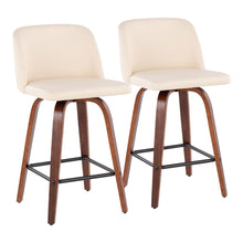 Load image into Gallery viewer, Toriano - Mid Century Modern Fixed Height Counter Stool & Square Footrest (Set of 2)