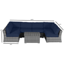 Load image into Gallery viewer, Wicker Sectional Sofa With Cushions And Table
