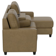 Load image into Gallery viewer, 2 Piece Sofa With Chaise, Comfortable Seating For 3, Tapered Feet, USB Charging Console - Brown