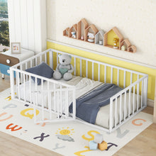 Load image into Gallery viewer, Metal Floor Bed Frame With Fence And Door