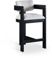 Load image into Gallery viewer, Sacha - Linen Stool With Black Base