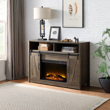 Load image into Gallery viewer, Tobias - Fireplace With Shelf Storage - Oak