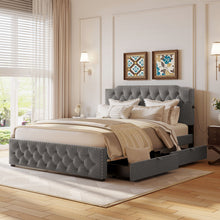 Load image into Gallery viewer, Upholstered Platform Bed With 2 Drawers And 2 Sets Of USB Ports On Each Side, Fabric
