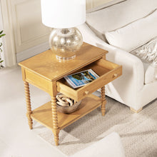 Load image into Gallery viewer, Easton - Modern Farmhouse Turned 1 Drawer Storage Side Table With Shelf - Natural Brown