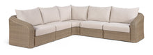 Load image into Gallery viewer, Seacrest - 123.25" Olefin Water Resistant Fabric And Wicker 5 Piece Outdoor Patio Modular Sectional