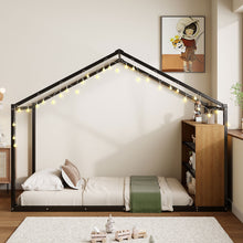 Load image into Gallery viewer, Bed House Frame With Shelves And Lights
