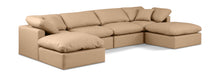 Load image into Gallery viewer, Indulge - Faux Leather 6 Piece Modular Double Chaise Sectional - Tan