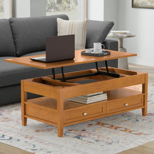 Load image into Gallery viewer, Warm Shaker - Lift Top Coffee Table With Hidden Storage And Lift Top Functionality - Brown