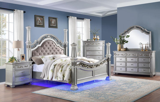 B062 - Nightstand - Shimmer Silver