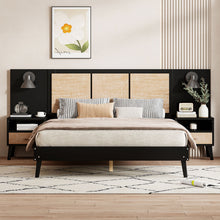 Load image into Gallery viewer, Bed Frame With 2 Nightstands Elegant Design With Lamps