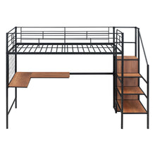 Load image into Gallery viewer, Loft Bed With Desk And Grid, Stylish Frame With Lateral Storage Ladder And Wardrobe
