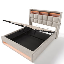 Load image into Gallery viewer, Upholstered Platform Bed With A Hydraulic Storage System, LED And USB Charging (Without Mattress)