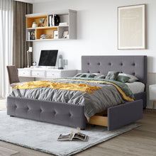 Load image into Gallery viewer, Upholstered Platform Bed With Classic Headboard And Drawers, No Box Spring Needed