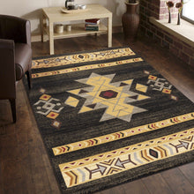 Load image into Gallery viewer, Tribes - 5'3" X 7'3" Southwest Area Rug - Black