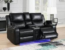 Load image into Gallery viewer, U126 - LED Reclining Loveseat With Bluetooth Speaker - Black