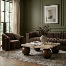 Load image into Gallery viewer, Strata - Travertine And Mango Wood Coffee Table - Brown / Beige