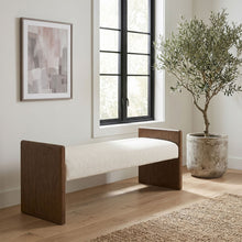 Load image into Gallery viewer, Hickory - Fabric Upholstered Bench - Brown Frame