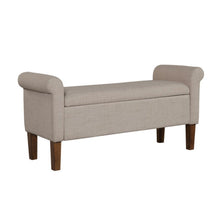 Load image into Gallery viewer, Upholstered Storage Bench With Rolled Armrests - Beige