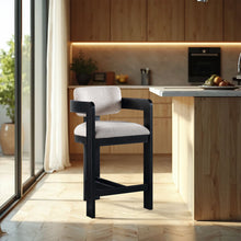 Load image into Gallery viewer, Sacha - Linen Stool With Black Base