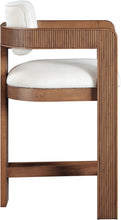 Load image into Gallery viewer, Sacha - Linen Stool With Brown Base