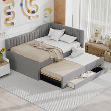 Load image into Gallery viewer, Upholstered Daybed With Trundle And 3 Drawers