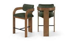 Load image into Gallery viewer, Cedra - Velvet Performance Fabric Upholstered Counter Stool - Brown Frame