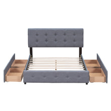 Load image into Gallery viewer, Upholstered Platform Bed With Classic Headboard And Drawers, No Box Spring Needed