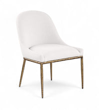 Load image into Gallery viewer, Ferro - Linen Textured Performance Fabric Upholstered Dining Side Chair - Cream / Brushed Gold