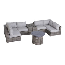 Load image into Gallery viewer, Wicker Outdoor Lounge Set With Cushions And Fire Pit