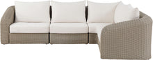 Load image into Gallery viewer, Seacrest - 123.25" Olefin Water Resistant Fabric And Wicker 4 Piece Outdoor Patio Modular Sectional