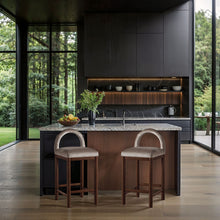 Load image into Gallery viewer, Conrad - Velvet Counter Stool With Brown Legs