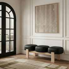 Load image into Gallery viewer, Woodcrest - Vegan Leather Upholstered Bench - Painted Natural Base
