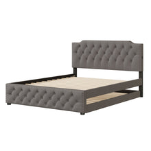 Load image into Gallery viewer, Upholstered Platform Bed With Trundle And 2 Sets Of USB Ports On Each Side, Fabric