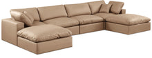 Load image into Gallery viewer, Comfy - 6 Piece Faux Leather Modular Double Chaise Sectional - Tan