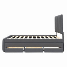 Load image into Gallery viewer, Upholstered Platform Bed With Twin Size Trundle And 3 Drawers