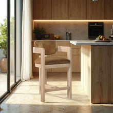 Load image into Gallery viewer, Sacha - Velvet Stool With Natural Base - Saddle