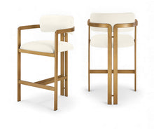Load image into Gallery viewer, Aurum - Vegan Leather Upholstered Counter Stool With Brushed Brass Base