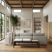 Load image into Gallery viewer, Nara - Linen Textured Fabric Upholstered Bench - Painted Black