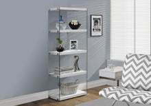 Load image into Gallery viewer, Bookshelf, Bookcase, Etagere, 5 Tier, Glossy Clear Tempered Glass - White