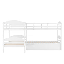 Load image into Gallery viewer, Twin L-Shaped Bunk Bed With Trundle - White