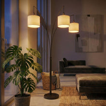 Load image into Gallery viewer, Royal - 3 Arm Arc Floor Lamp, Oil Rubbed Bonze With Linen Shade, 4 Way Rotary Switch - Oil-Rubbed Bronze