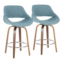 Load image into Gallery viewer, Fabrico - Mid Century Modern, Fixed Height Counter Stool With Round Footrest (Set of 2)
