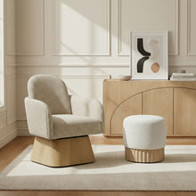Load image into Gallery viewer, Marlowe - Linen Textured Fabric Upholstered Swivel Accent Chair - Stained Natural