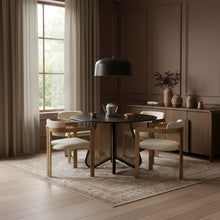 Load image into Gallery viewer, Aurum - Vegan Leather Upholstered Dining Chair With Brushed Brass Base (Set of 2)