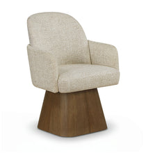 Load image into Gallery viewer, Marlowe - Linen Textured Fabric Upholstered Swivel Dining Arm Chair - Stained Brown